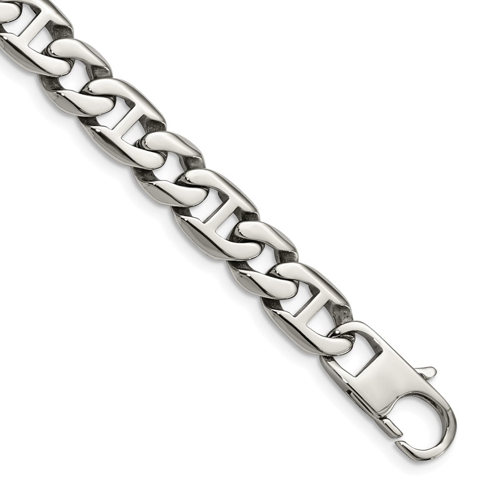 Stainless Steel Chisel Polished Link Chain Bracelet
