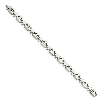 Stainless Steel Chisel Polished Cross Link Chain Bracelet