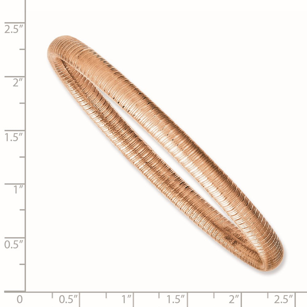 Stainless Steel Pink Ip-Plated Textured Hollow Slip-On Bangle