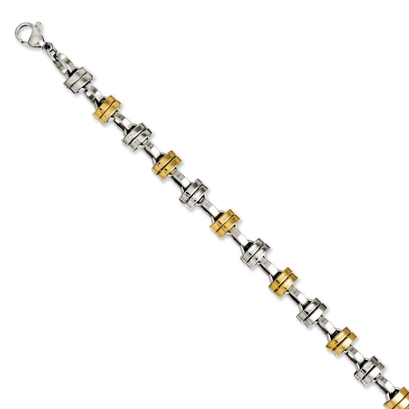 Stainless Steel Yellow Ip-Plated & Polished Links Chain Bracelet