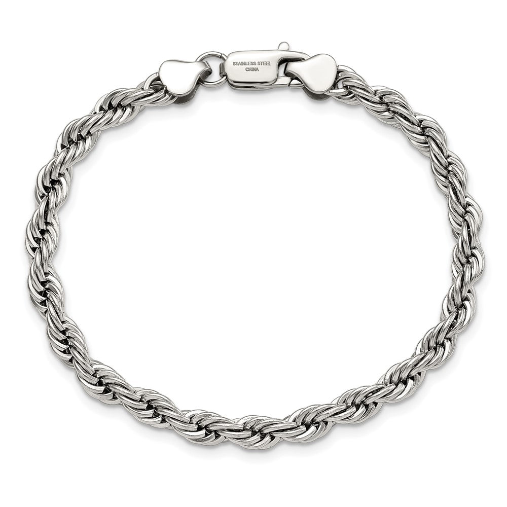 Stainless Steel Chisel Polished 6mm Rope Chain Bracelet