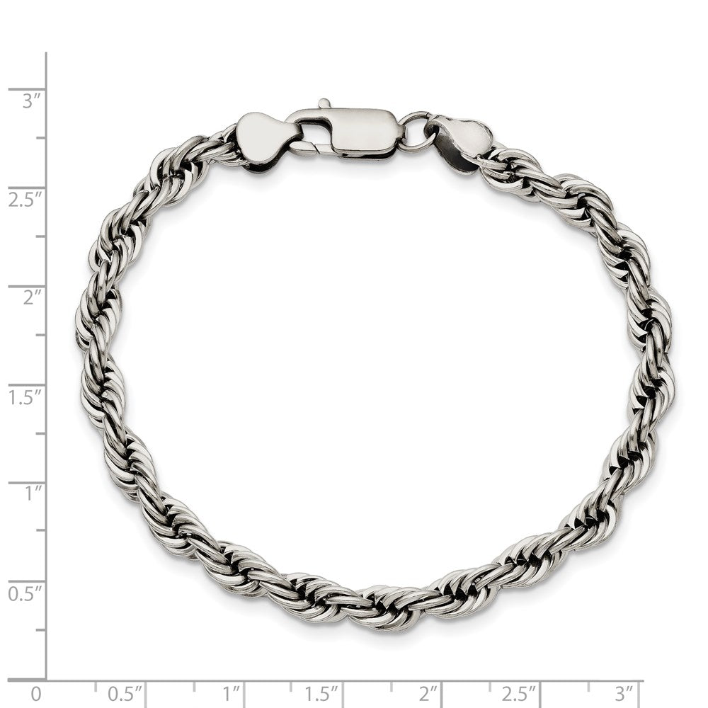 Stainless Steel Chisel Polished 6mm Rope Chain Bracelet