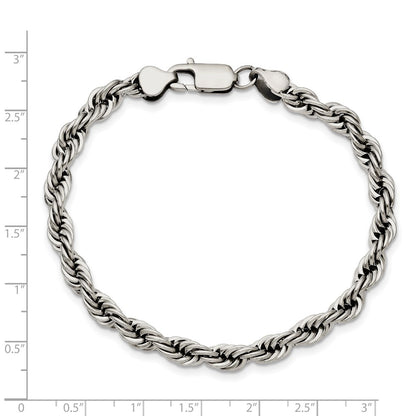 Stainless Steel Chisel Polished 6mm Rope Chain Bracelet