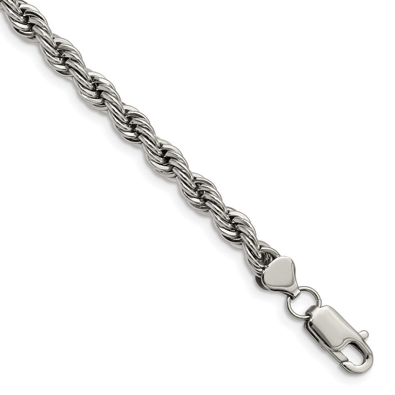 Stainless Steel Chisel Polished 6mm Rope Chain Bracelet