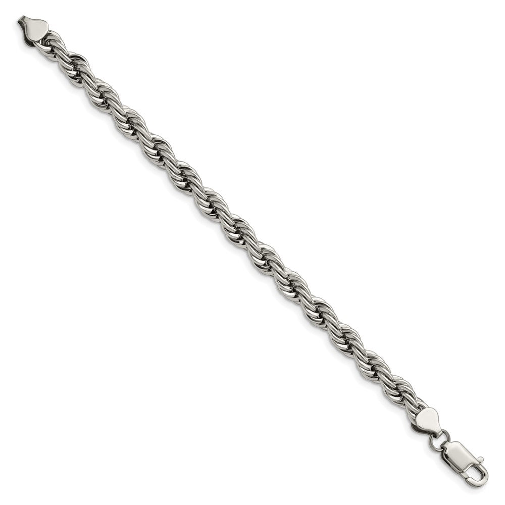 Chisel Stainless Steel Polished 7mm 9 Rope Chain Bracelet