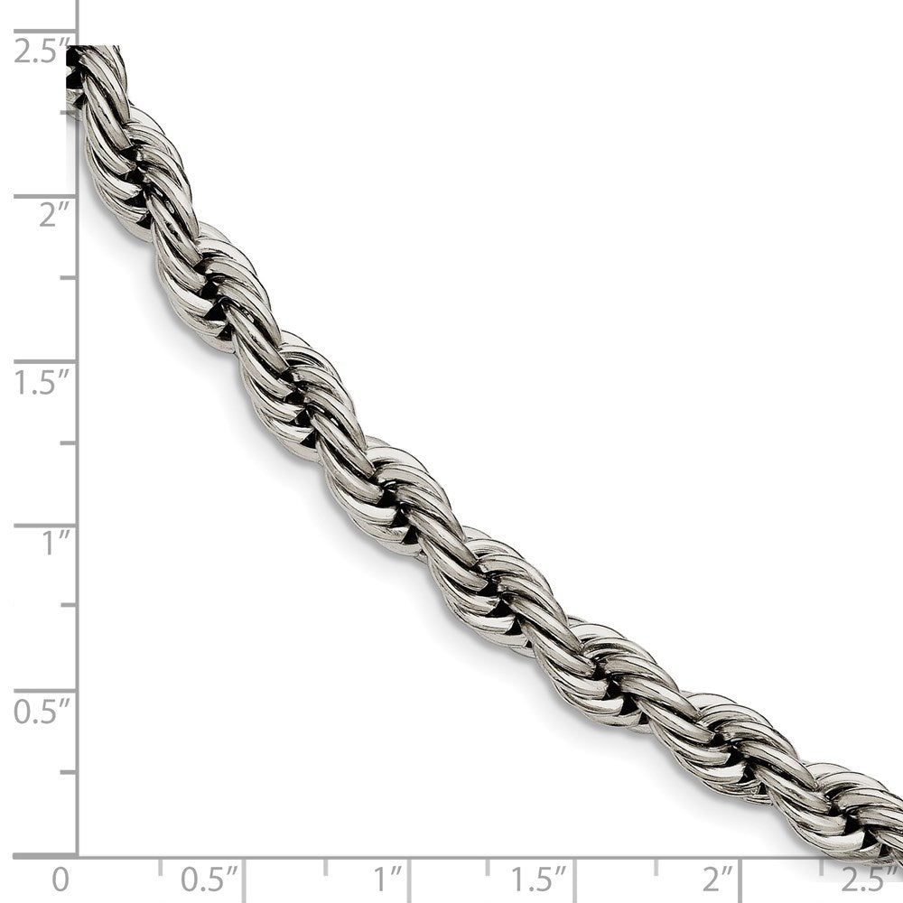 Chisel Stainless Steel Polished 7mm 9 Rope Chain Bracelet