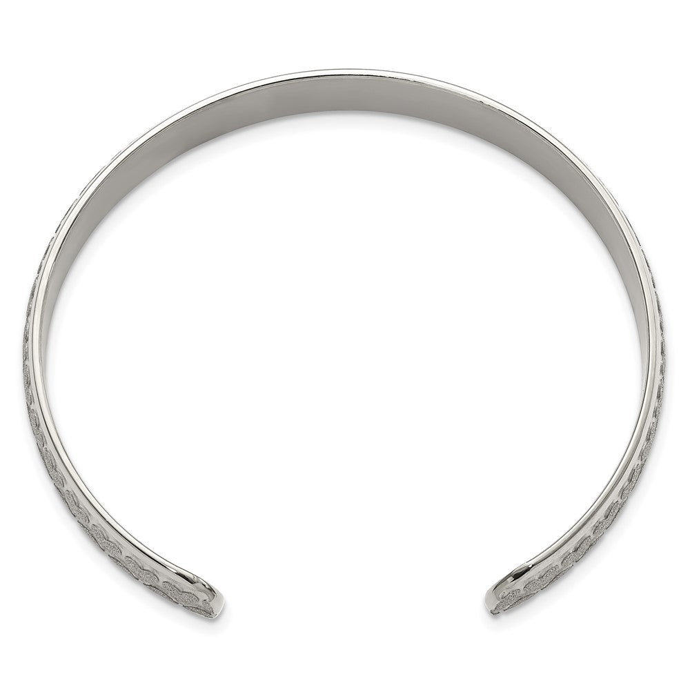 Stainless Steel Polished & Laser-Cut Hearts Cuff Bangle