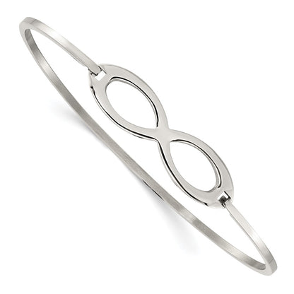 Stainless Steel Chisel Polished Infinity Symbol Bangle
