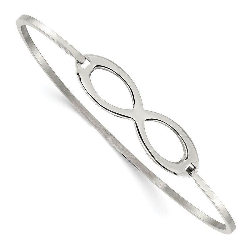 Stainless Steel Chisel Polished Infinity Symbol Bangle