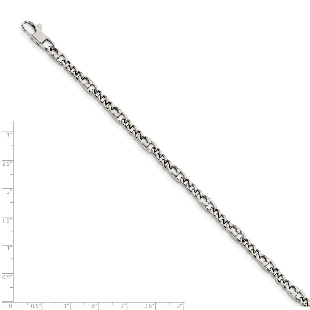 Stainless Steel Chisel Polished 4mm Figaro Chain Bracelet