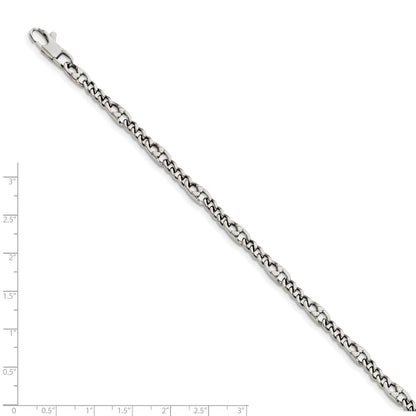 Stainless Steel Chisel Polished 4mm Figaro Chain Bracelet