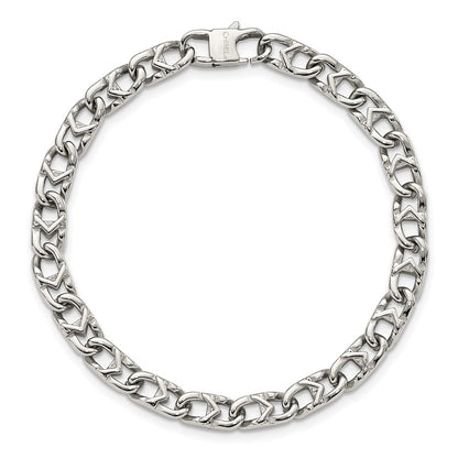 Stainless Steel Chisel Polished 6mm 8.5 Inch Fancy Link Bracelet