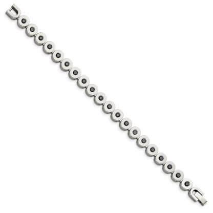7.5 Inch Stainless Steel Polished W/Black Cz 7.5In Bracelet