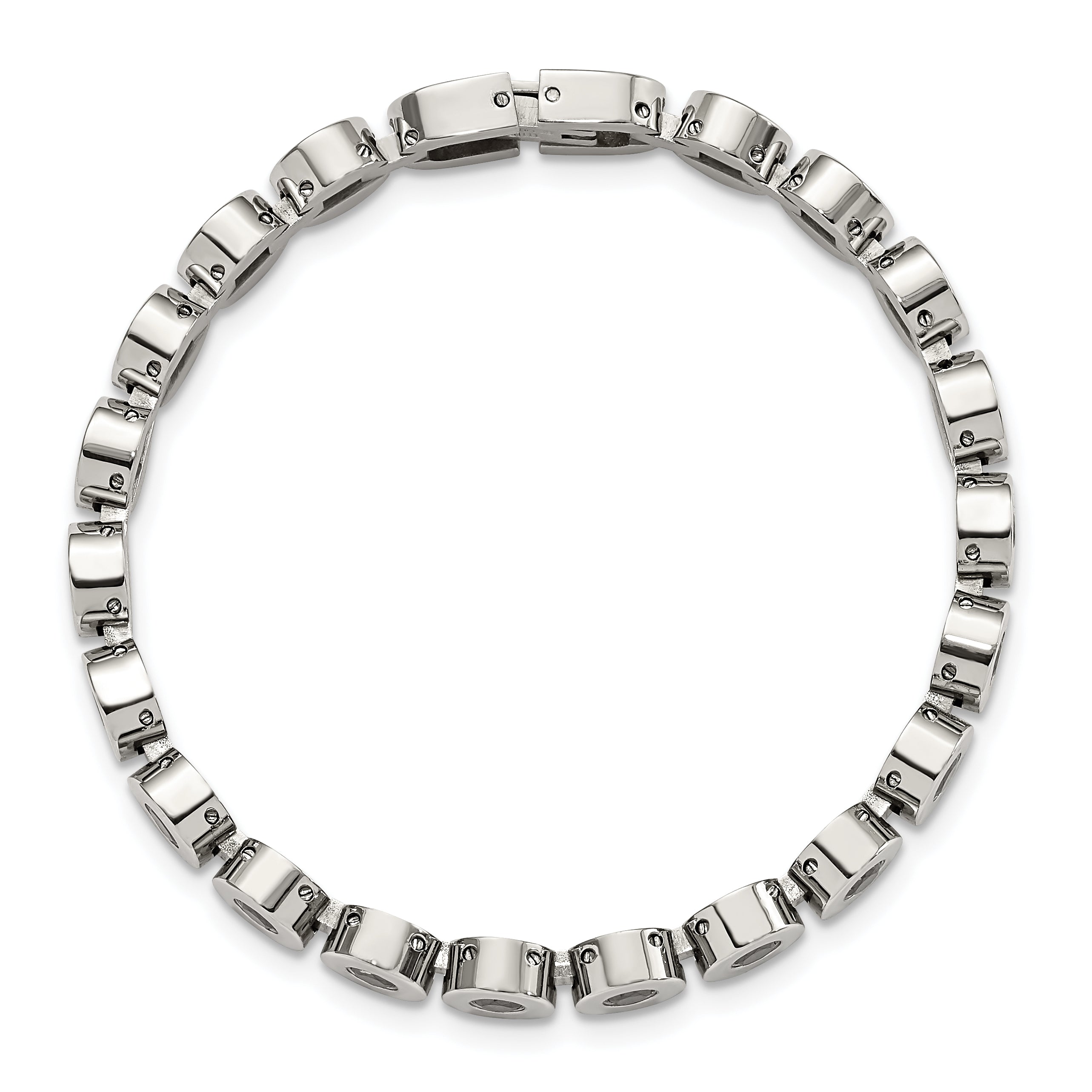 7.5 Inch Stainless Steel Polished W/Black Cz 7.5In Bracelet