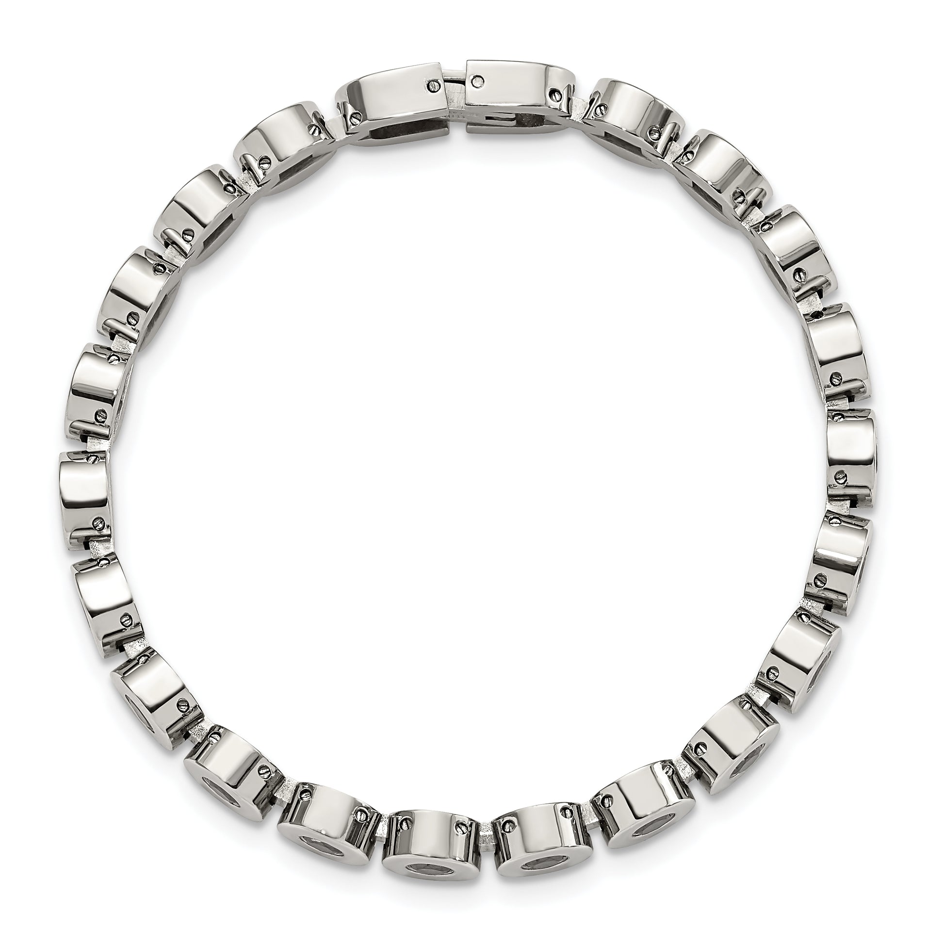 7.5 Inch Stainless Steel Polished W/Black Cz 7.5In Bracelet