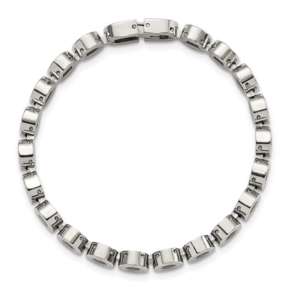 7.5 Inch Stainless Steel Polished W/Black Cz 7.5In Bracelet