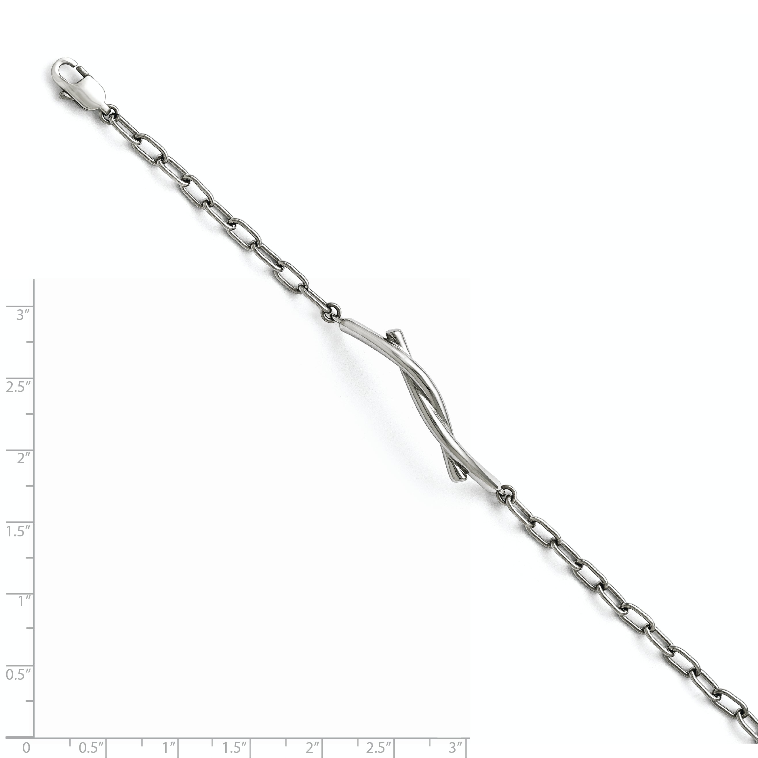 7 Inch Stainless Steel Polished And Twisted Bracelet