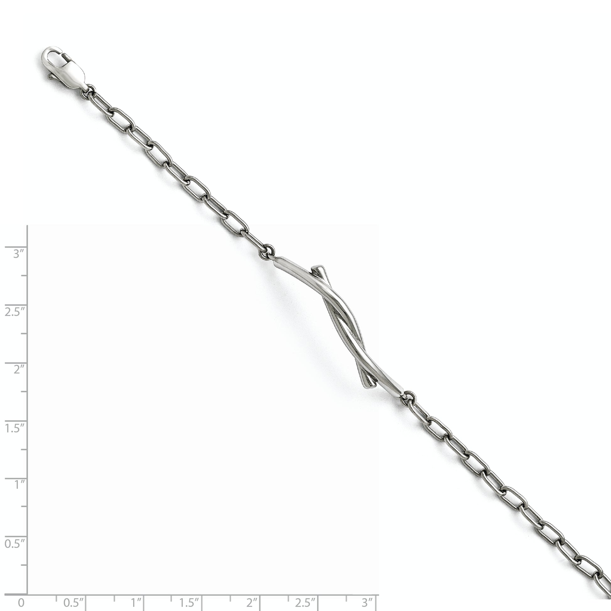 7 Inch Stainless Steel Polished And Twisted Bracelet