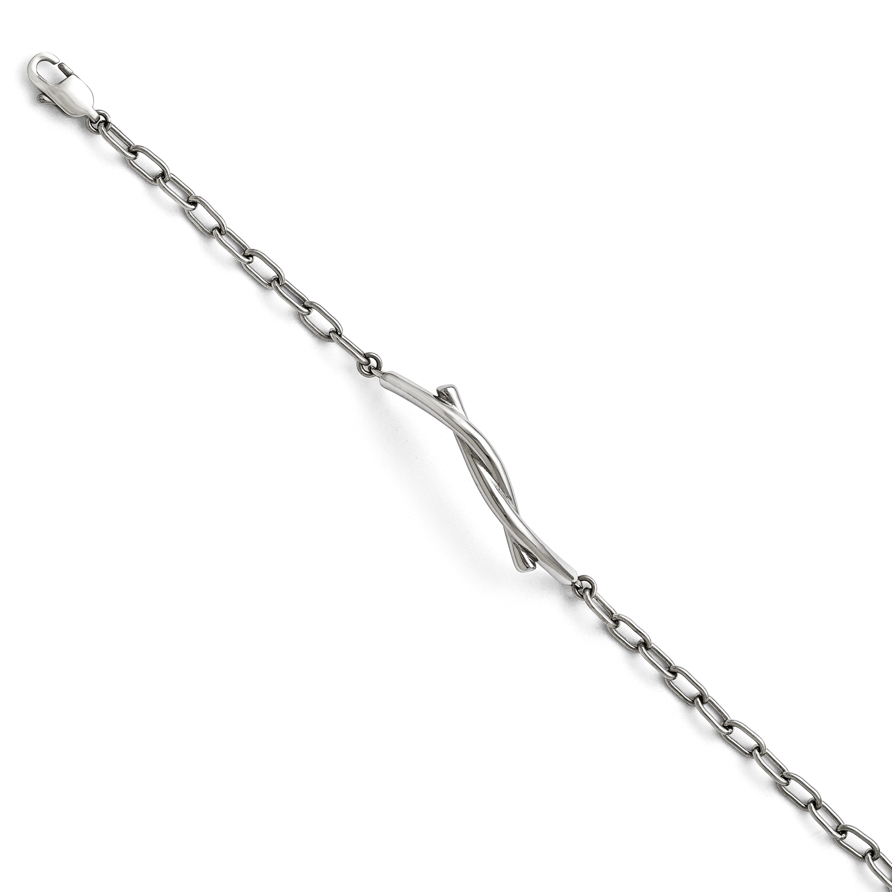 7 Inch Stainless Steel Polished And Twisted Bracelet