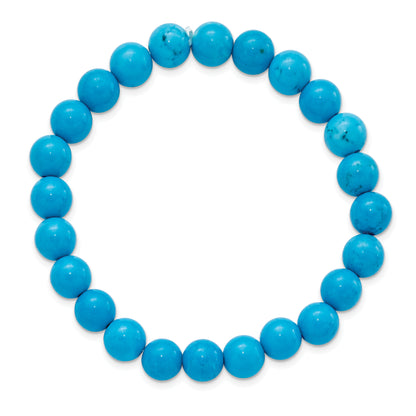 Fashion Chisel 8mm Dyed Howlite Turquoise Color Stretch Bracelet