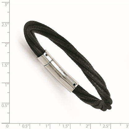 7.5 Inch Stainless Steel Polished Black Ip-Plated Mesh Bracelet