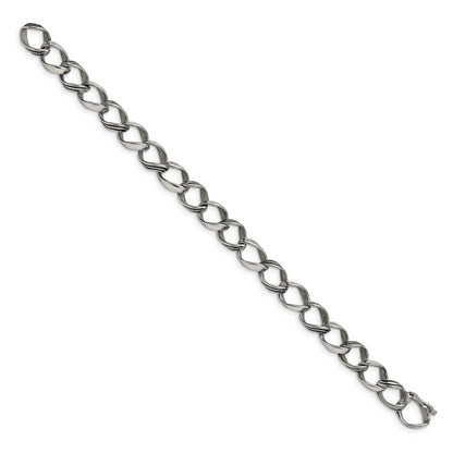 Stainless Steel Chisel Polished And Antiqued 8.25 Inch Fancy Link Bracelet