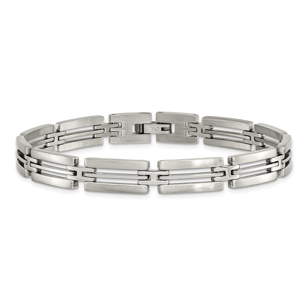 Stainless Steel Chisel Brushed And Polished 8.75 Inch Link Bracelet