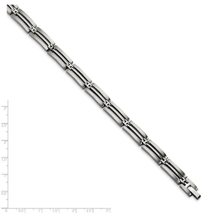 Stainless Steel Chisel Brushed And Polished 8.75 Inch Link Bracelet