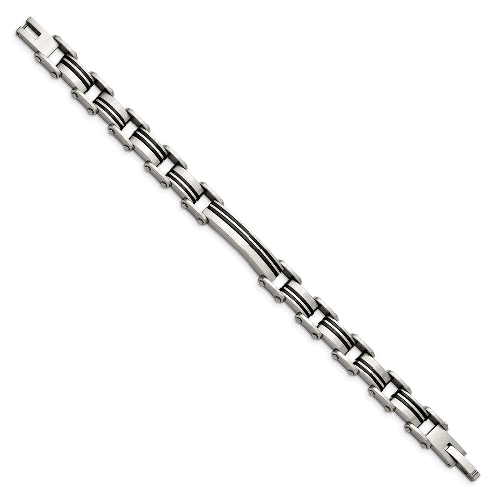 Stainless Steel Chisel Brushed Black Ip-Plated 8.75 Inch Link Bracelet