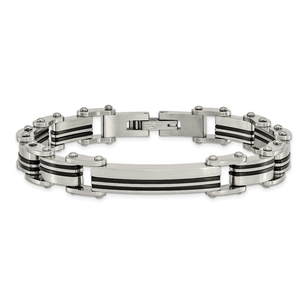 Stainless Steel Chisel Brushed Black Ip-Plated 8.75 Inch Link Bracelet