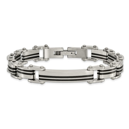 Stainless Steel Chisel Brushed Black Ip-Plated 8.75 Inch Link Bracelet