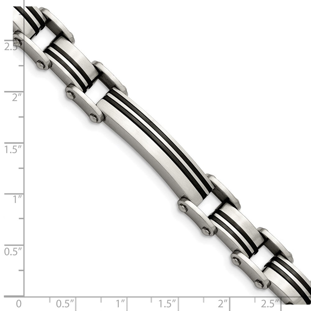 Stainless Steel Chisel Brushed Black Ip-Plated 8.75 Inch Link Bracelet