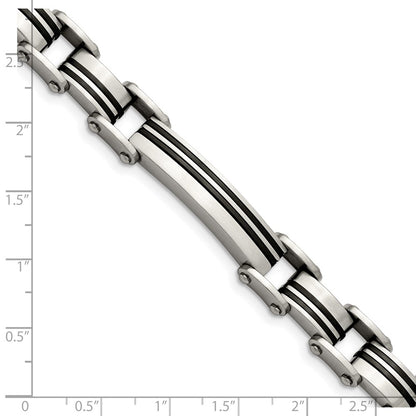 Stainless Steel Chisel Brushed Black Ip-Plated 8.75 Inch Link Bracelet