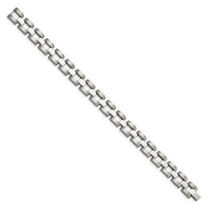 Stainless Steel Chisel Brushed And Polished 8.25 Inch Open Link Bracelet