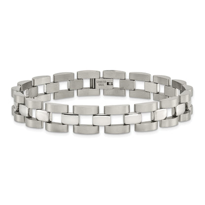 Stainless Steel Chisel Brushed And Polished 8.25 Inch Open Link Bracelet