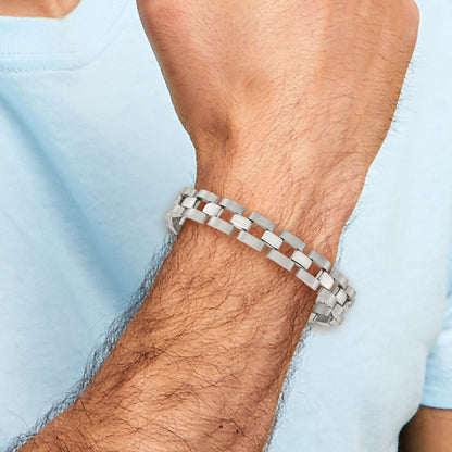 Stainless Steel Chisel Brushed And Polished 8.25 Inch Open Link Bracelet