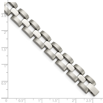 Stainless Steel Chisel Brushed And Polished 8.25 Inch Open Link Bracelet