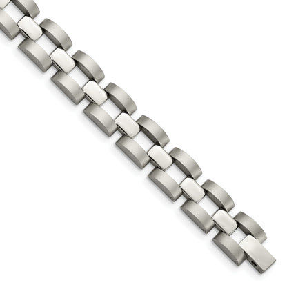 Stainless Steel Chisel Brushed And Polished 8.25 Inch Open Link Bracelet