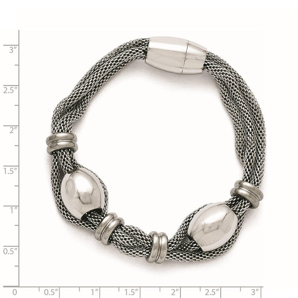 8.5 Inch Stainless Steel Polished And Brushed Beads Twisted Bracelet