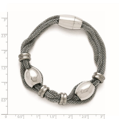 8.5 Inch Stainless Steel Polished And Brushed Beads Twisted Bracelet