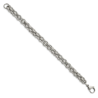 8.25 Inch Chisel Stainless Steel Polished 8.5 Fancy Circle Link Bracelet