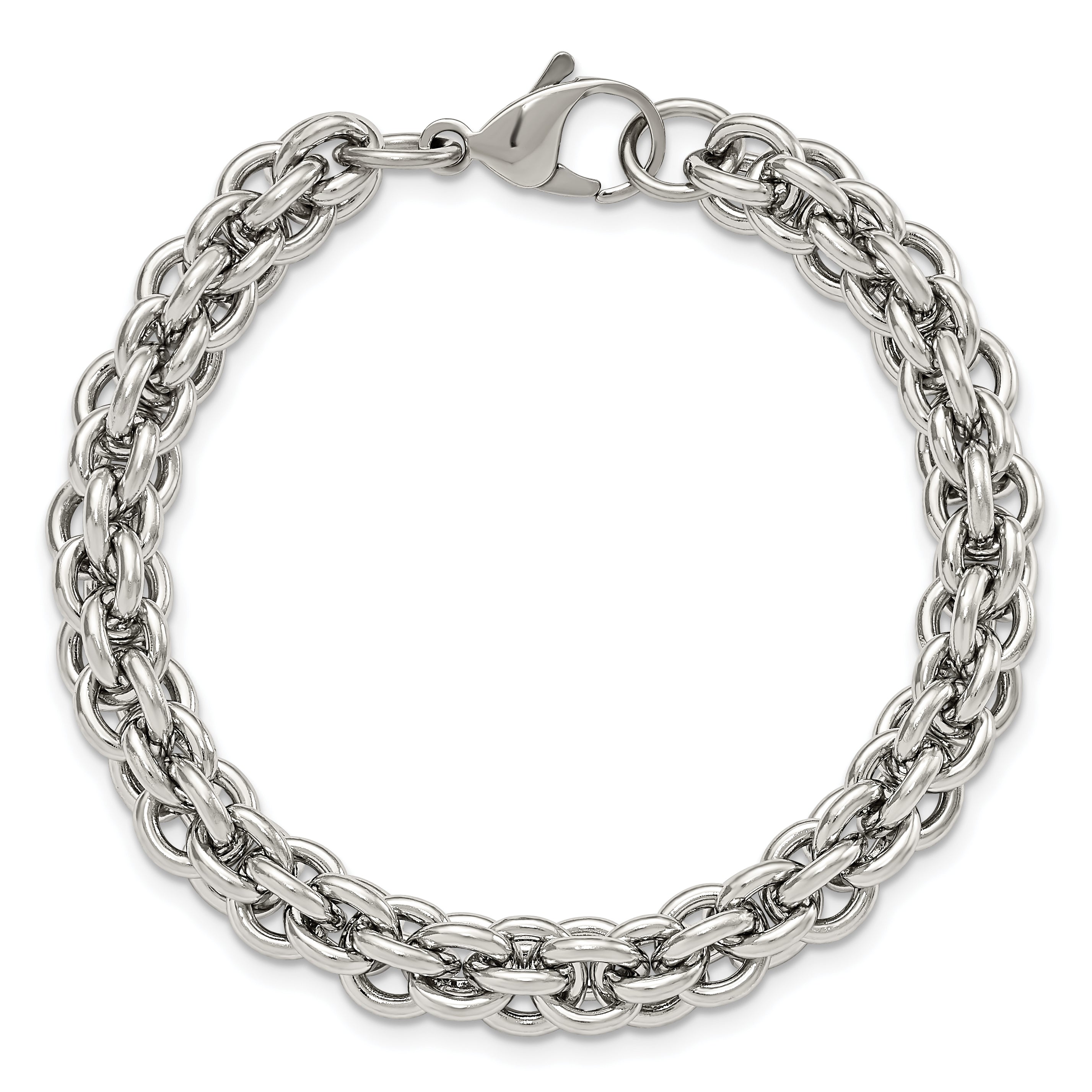 8.25 Inch Chisel Stainless Steel Polished 8.5 Fancy Circle Link Bracelet