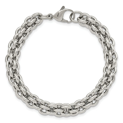 8.25 Inch Chisel Stainless Steel Polished 8.5 Fancy Circle Link Bracelet