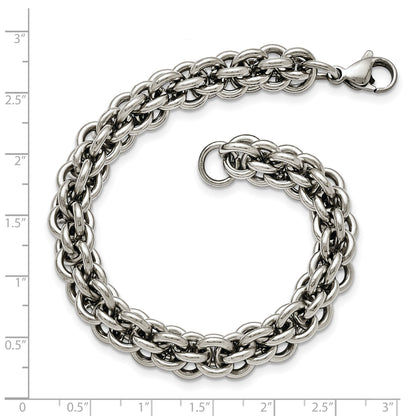 8.25 Inch Chisel Stainless Steel Polished 8.5 Fancy Circle Link Bracelet