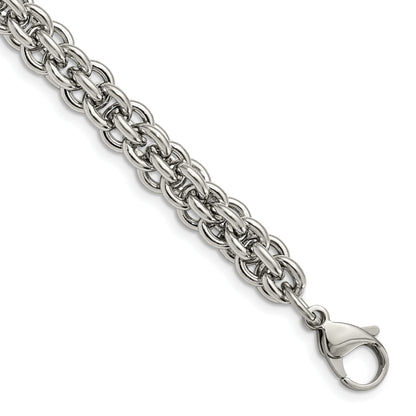 8.25 Inch Chisel Stainless Steel Polished 8.5 Fancy Circle Link Bracelet