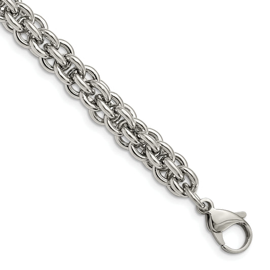 8.25 Inch Chisel Stainless Steel Polished 8.5 Fancy Circle Link Bracelet