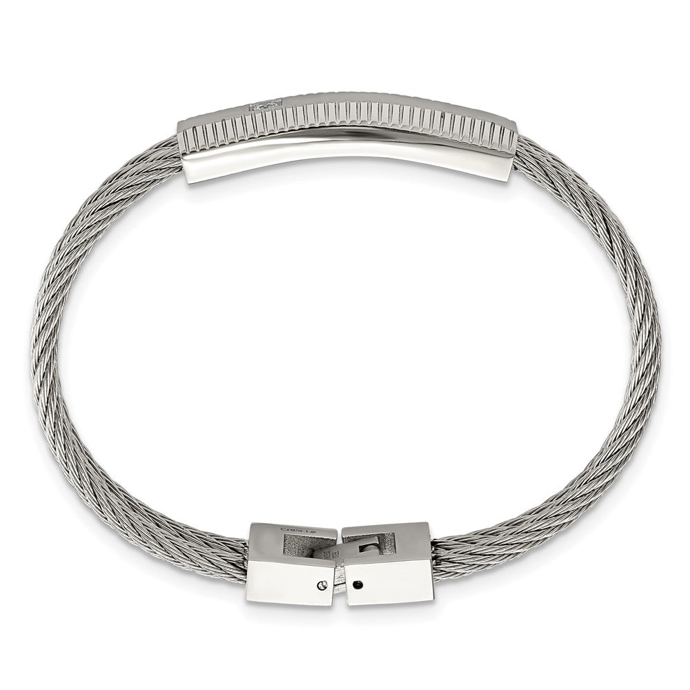 7 Inch Stainless Steel Polished And Brushed Cz Wire 7In Bracelet