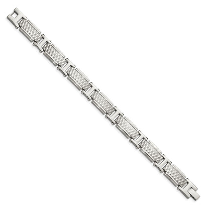 Stainless Steel Chisel Polished And Textured 8.5 Inch Link Bracelet