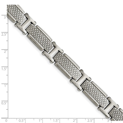 Stainless Steel Chisel Polished And Textured 8.5 Inch Link Bracelet