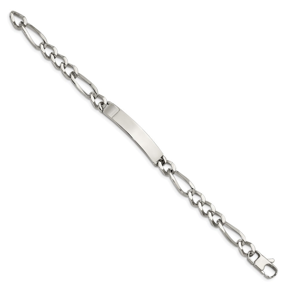 Stainless Steel Chisel Polished Figaro 9.25 Inch Id Bracelet
